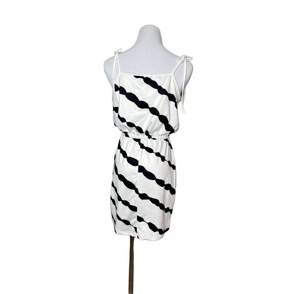 Emery Rose Sleeveless White Black Striped Tie a Shoulders Jersey Dress Small NWT - Picture 1 of 10